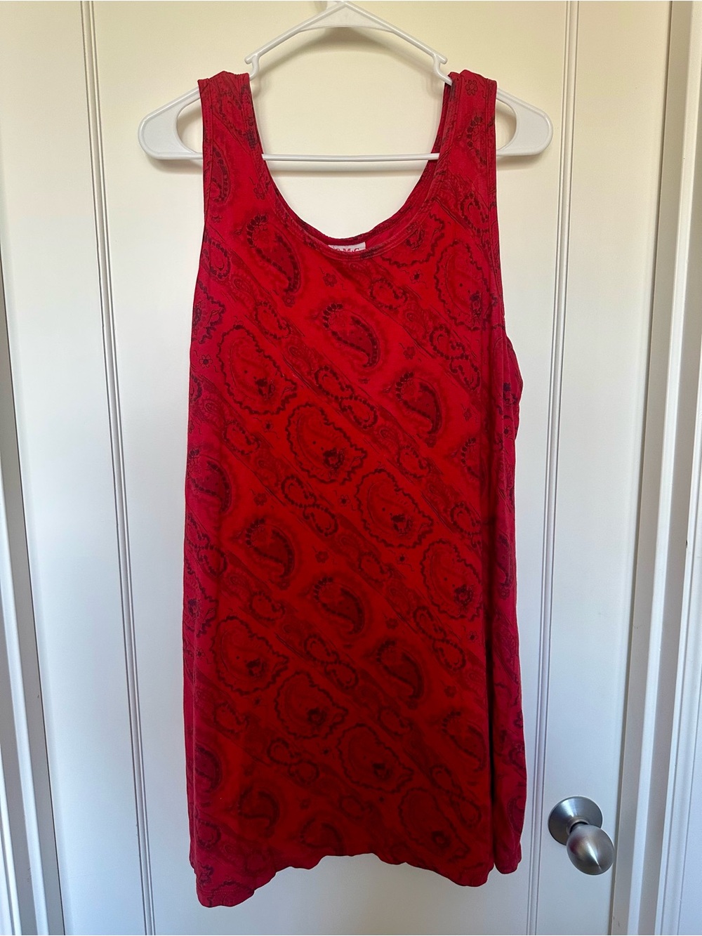Color Me Cotton Red Paisley Tank or Tunic Dress - Women's Sleeveless Summer
